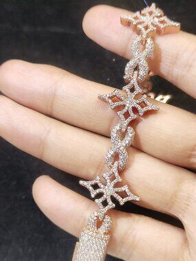 18.7mm Iced Out Cross Moissanite Cuban Bracelet